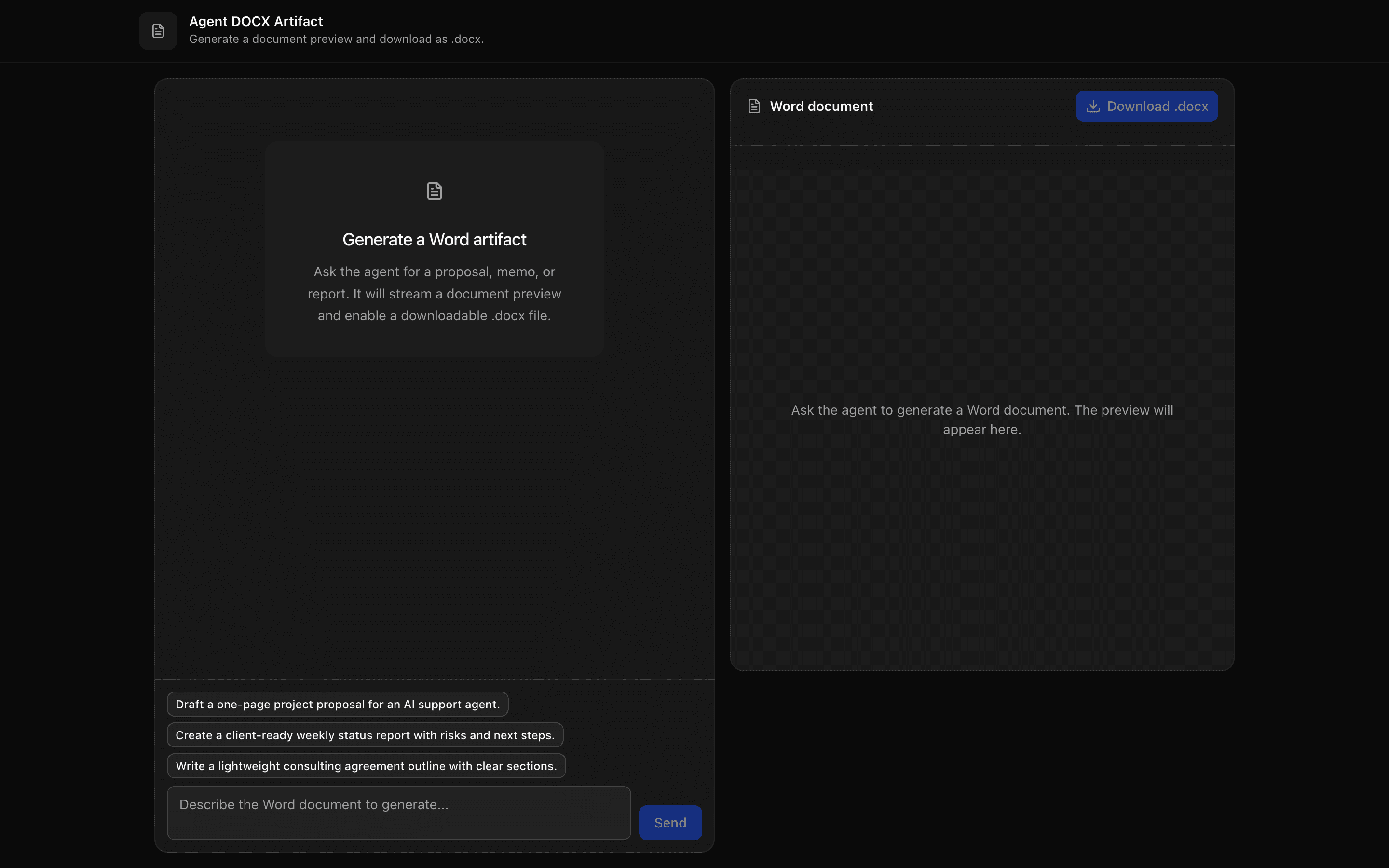 Agent DOCX Artifact preview