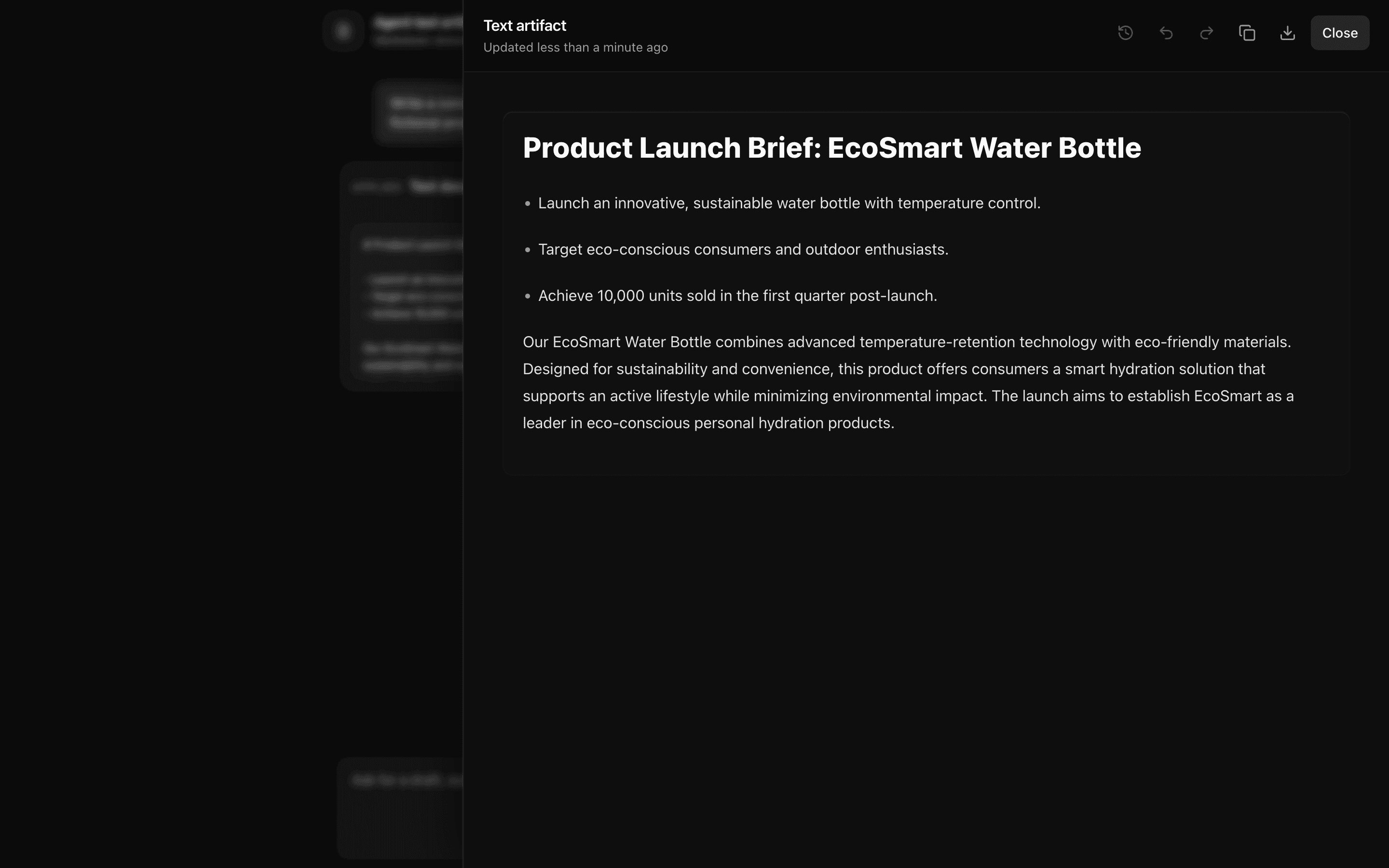 Agent Text Artifact preview