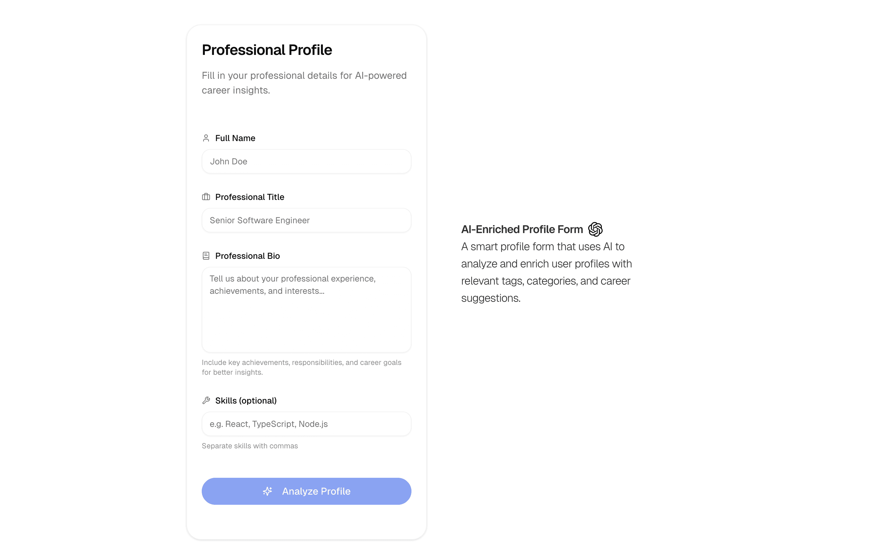 AI Profile Enrichment Form preview