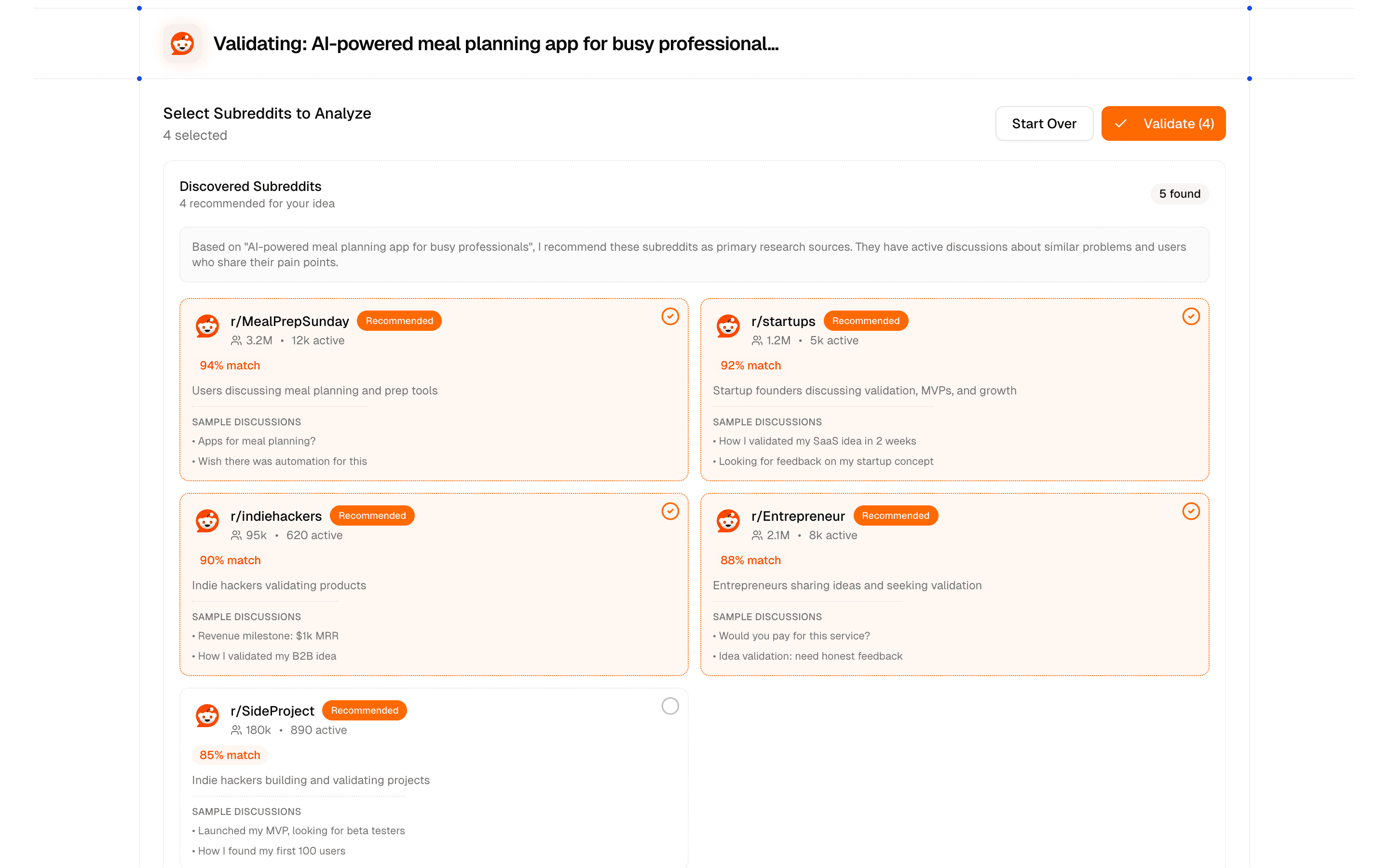Reddit Product Validation Agent preview