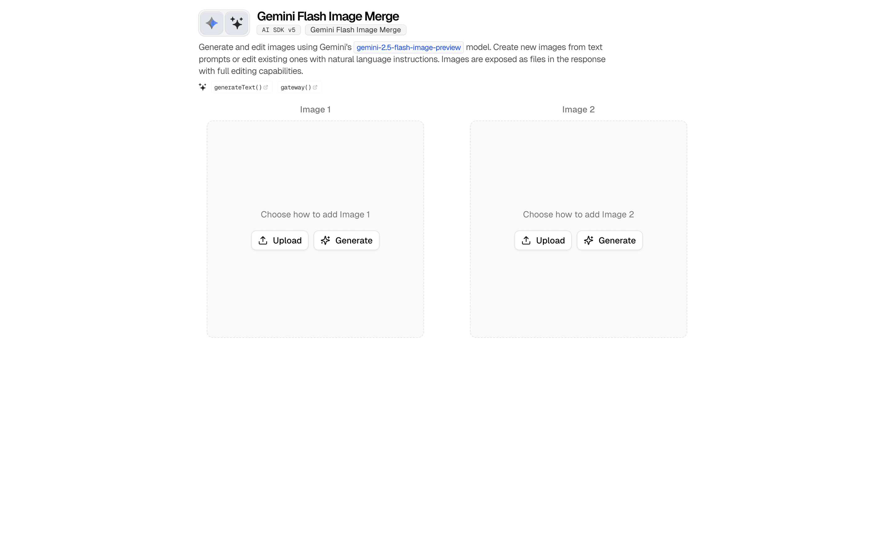 AI SDK Nano Banana Image Merge preview