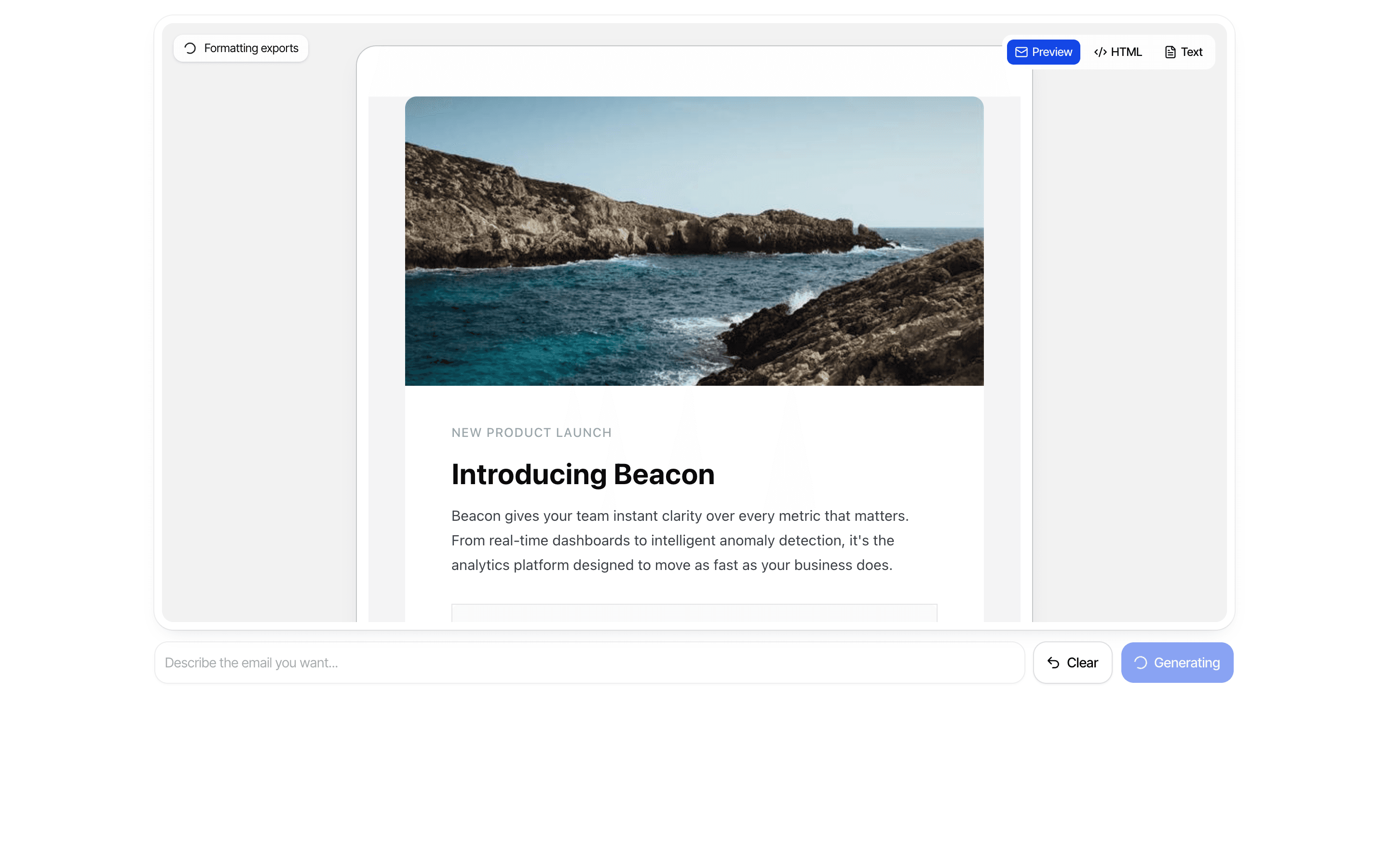 JSON Render Email preview