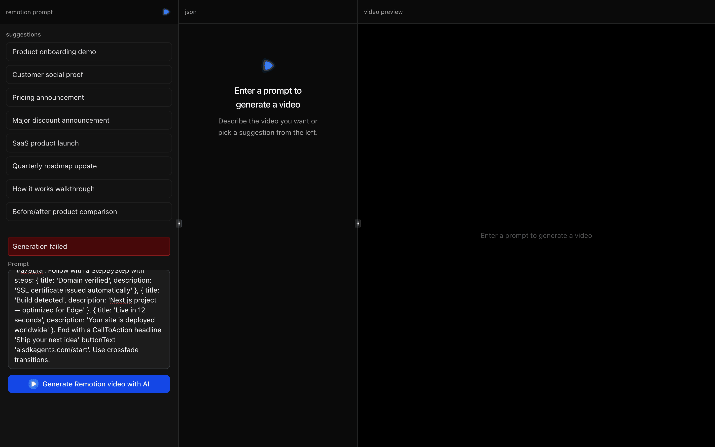 JSON Render Remotion preview