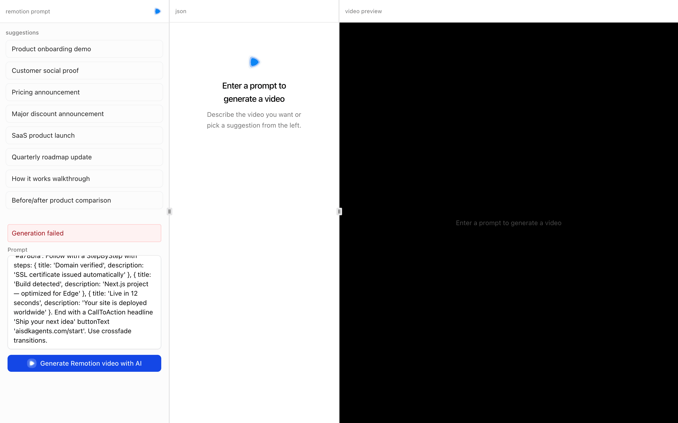 JSON Render Remotion preview