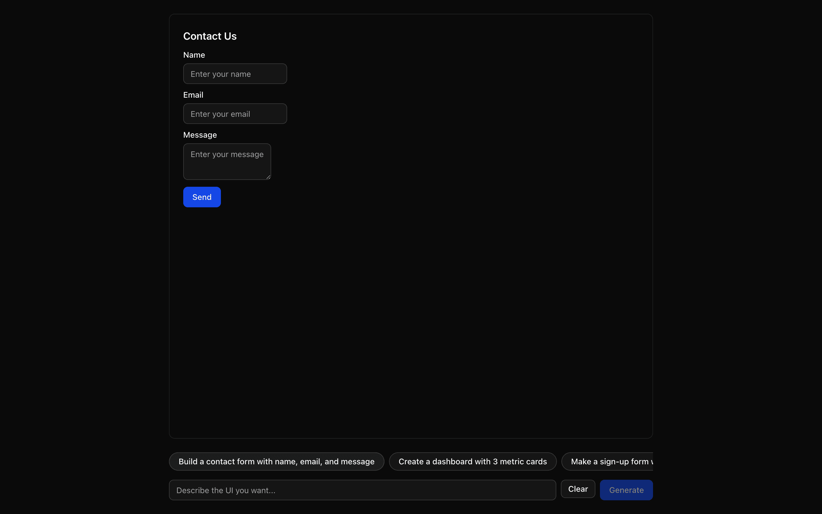 JSON Render Shadcn preview