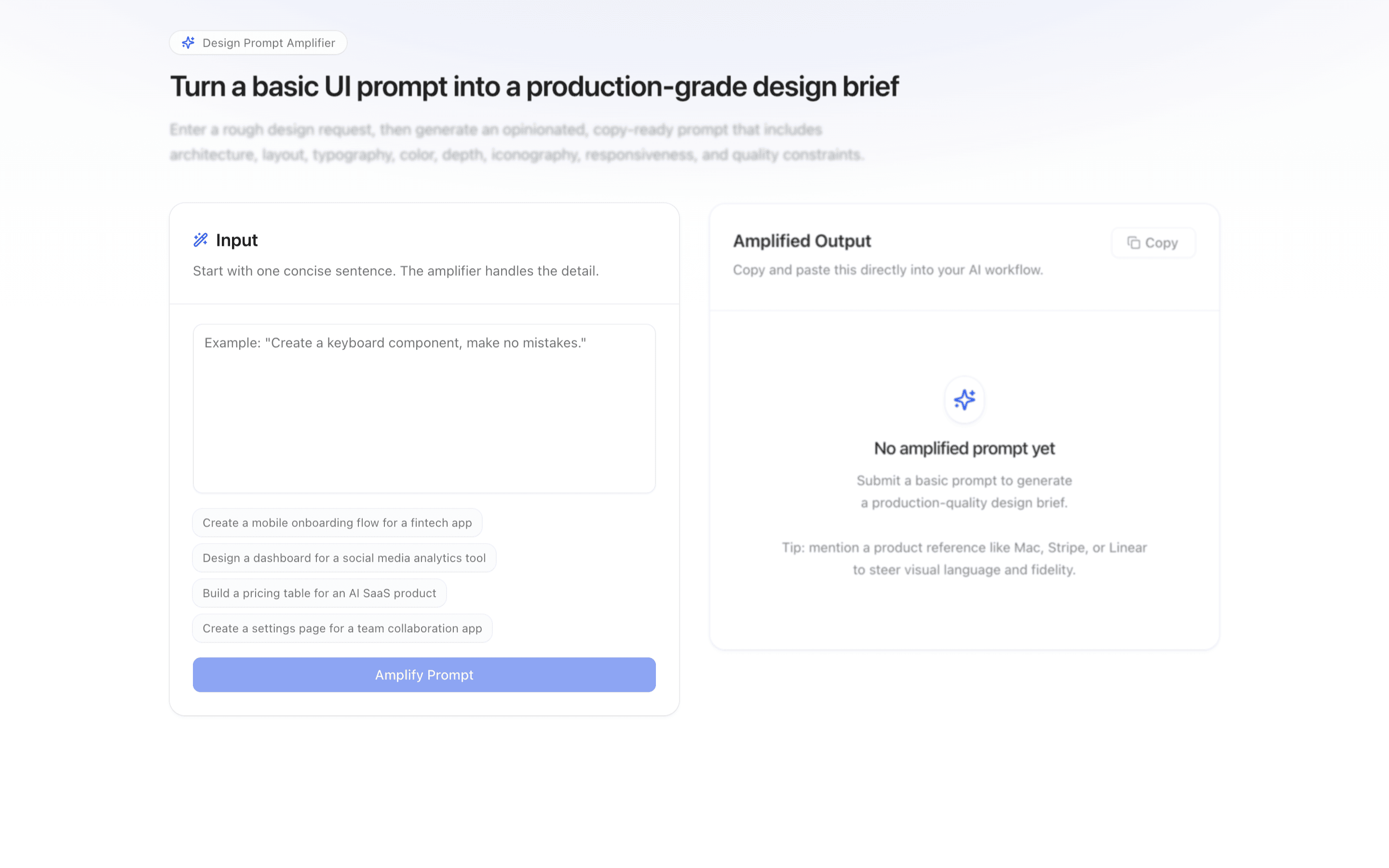 Prompt UI Improver preview