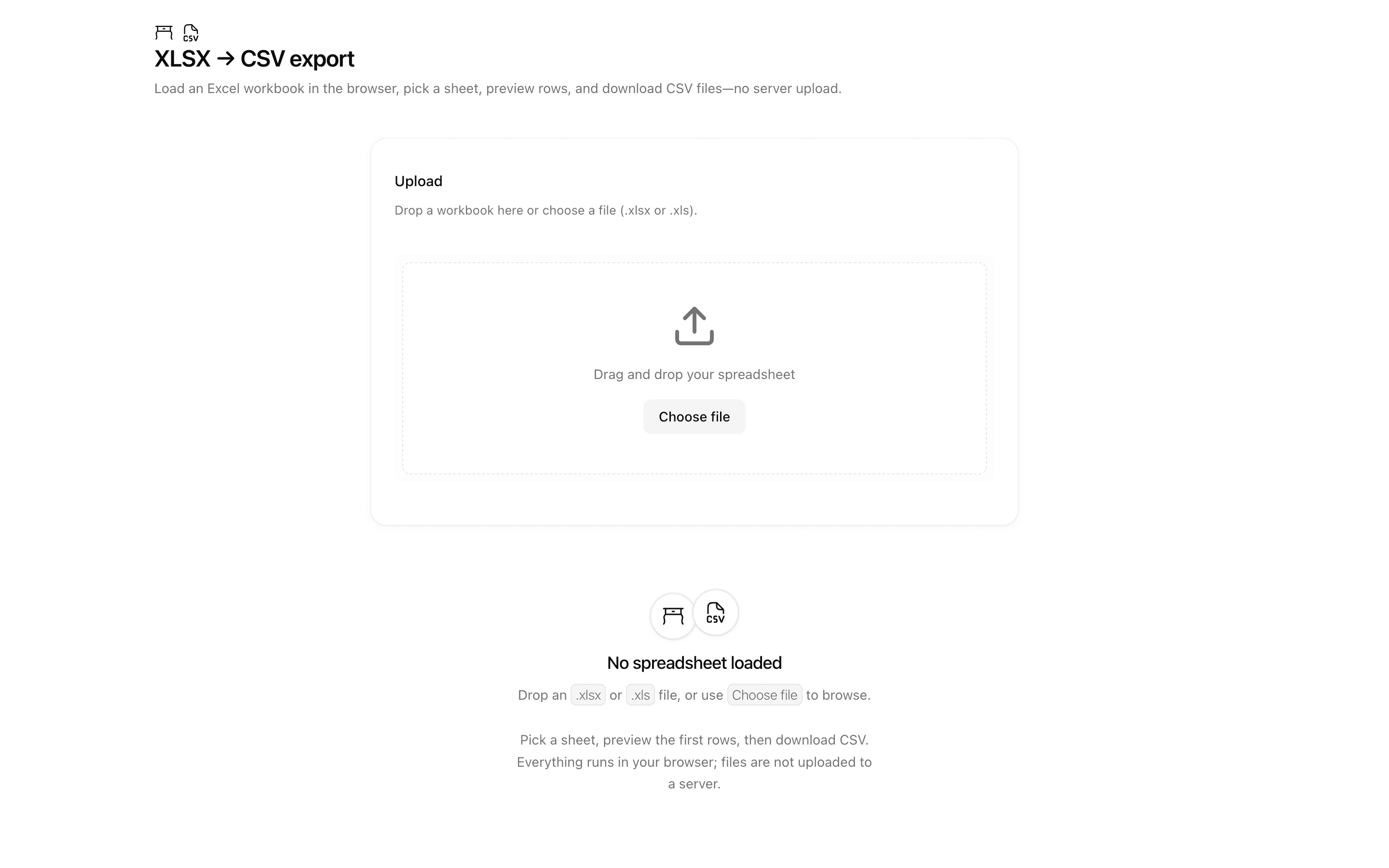 XLSX → CSV export preview