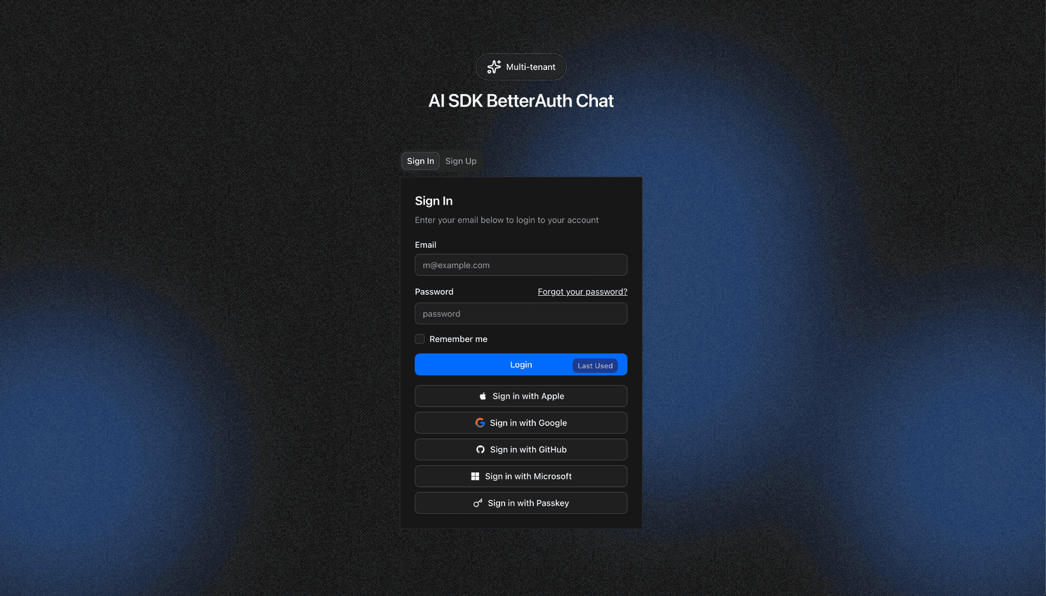 Full-stack AI chat template preview